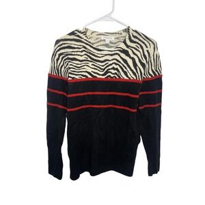 Wm XS Sweater Zebra Print Stripe Eclectic Twee Funky Y2K Retro Maximalist‎ Chic